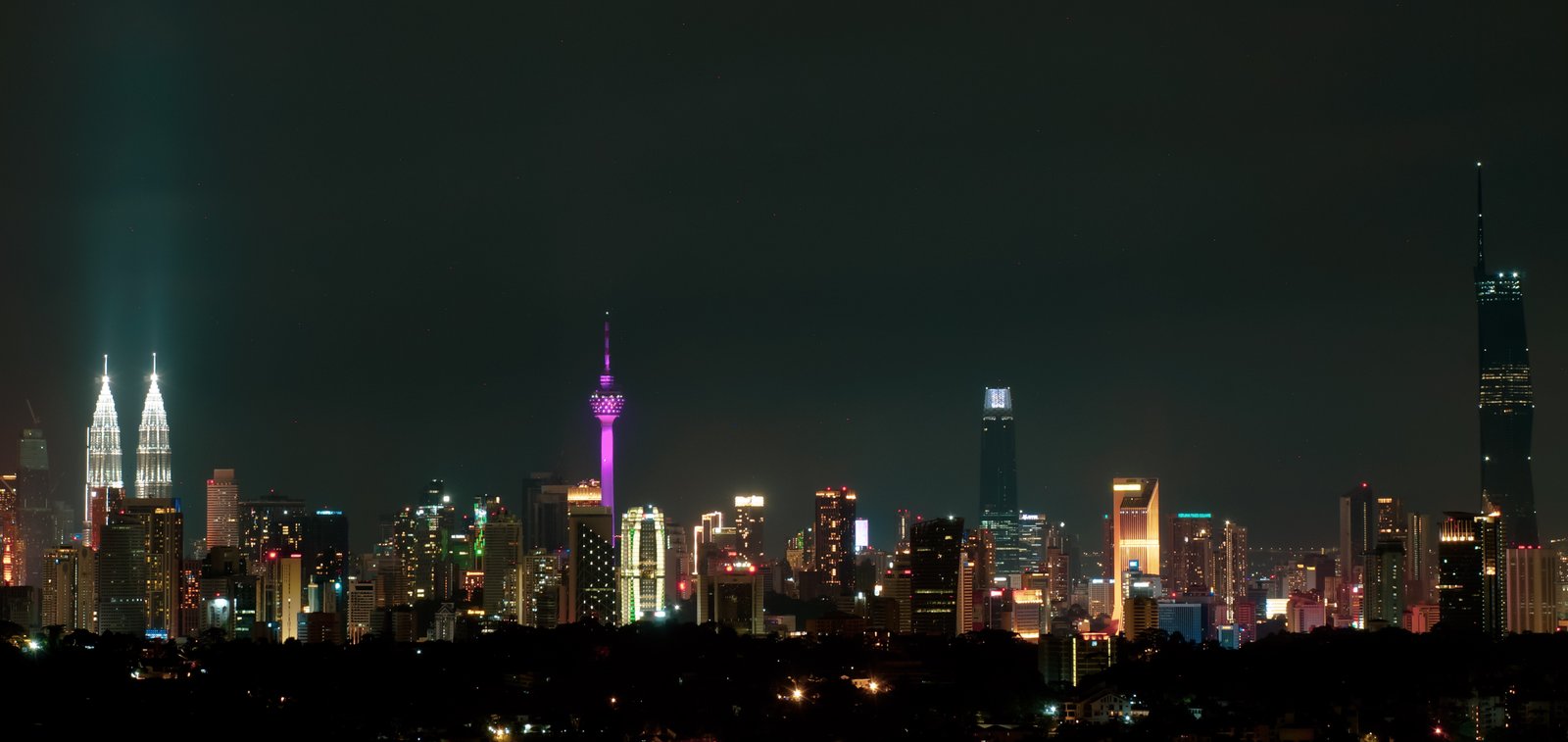 Kuala Lumpur skyline with Petronas Twin Towers, KL Tower, TRX and Merdeka 118